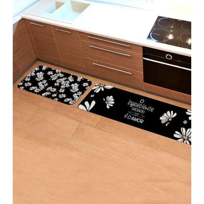 Jogo De Tapetes Para Cozinha Wevans Preto UN / Preto