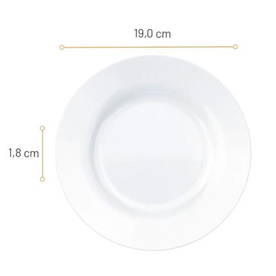 Prato de Sobremesa 19cm Opaline Menu Nadir Figueiredo em Vidro Temperado Branco Branco