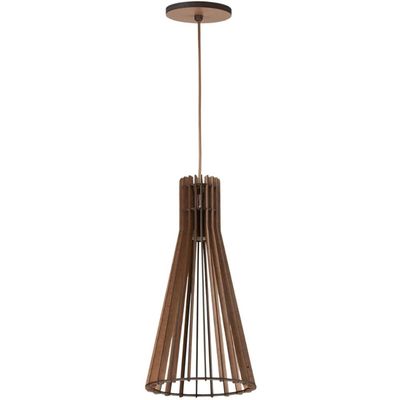 Lustre Luminária Pendente Cone MDF Tiffany Bivolt E27 Dital Iluminação Decorativa Sala Cozinha