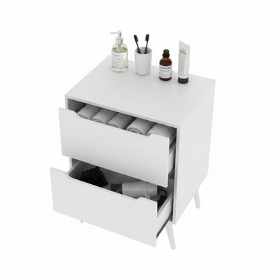 Conjunto Para Banheiro Balcão Com Espelho Redondo Sem Cuba 60Cm Bn3690 Tecnomobili Branco