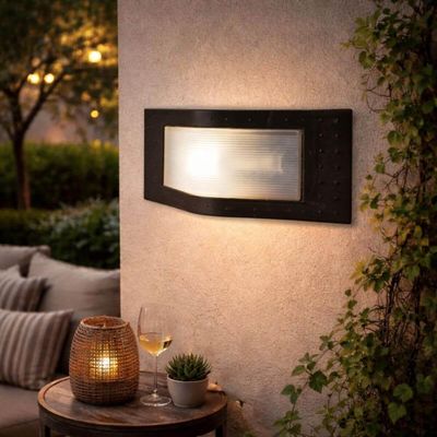 Arandela Luminária Lente Transparente Preto Termoplástico Lâmpada E27 Face Dital