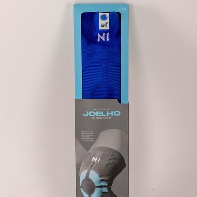 Joelheira Pro N1 Sport Azul Royal Tamanho M Licenciada Cruzeiro Knit 3D Compressão Graduada