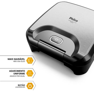 Sanduicheira e Grill Philco 2 em 1 Inox 800W PGR26A 127V