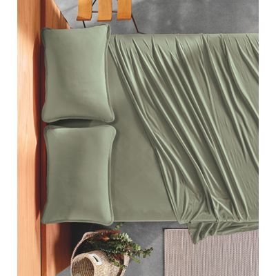 Jogo de Cama Casal Malha Fio Penteado Altenburg Verde UN / Verde
