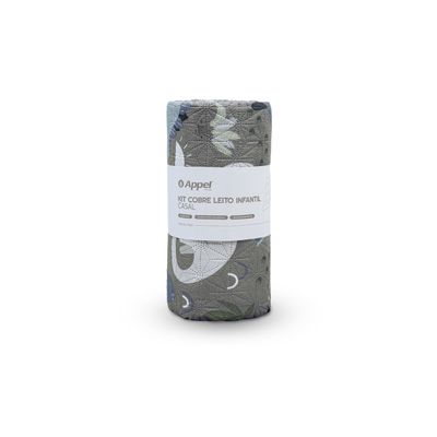 Kit Cobre Leito Casual Kids Solteiro Appel Cinza UN / Cinza