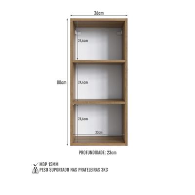 Conjunto de Armários Organizadores Multiuso com 4 Prateleiras e 2 Portas com Espelhos CP7020 Mel