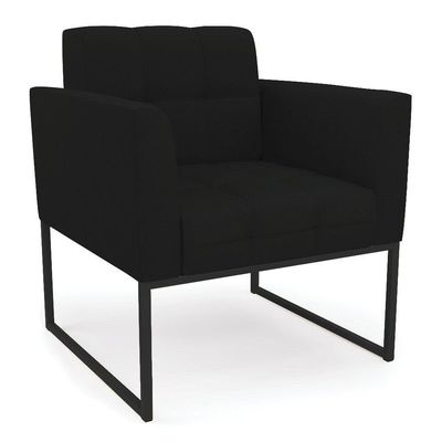 Kit 1 Sofá Namoradeira E 2 Poltronas Elisa Linho Preto A79 Base Metálica Industrial Preto - D'rossi
