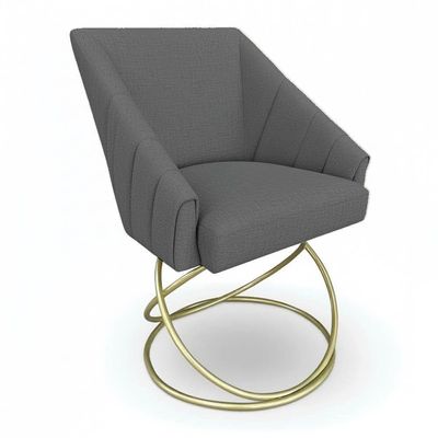 Kit 2 Poltronas Luxo Alana Linho Grafite Base Luxo Dourado - Pallazio