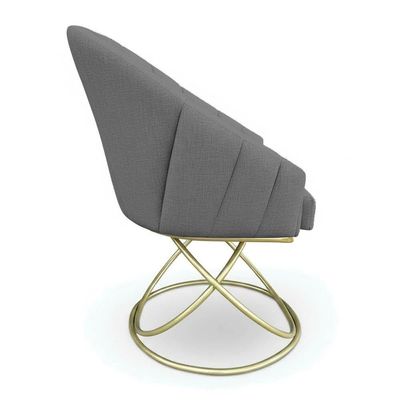 Kit 2 Poltronas Luxo Alana Linho Grafite Base Luxo Dourado - Pallazio