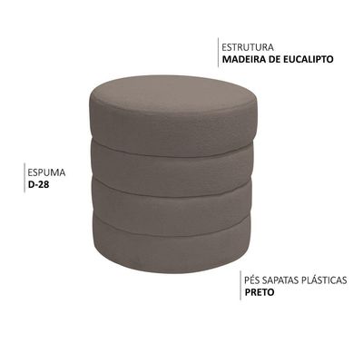 Puff Decorativo Redondo Mid Bouclé Marrom - Nexta Casa