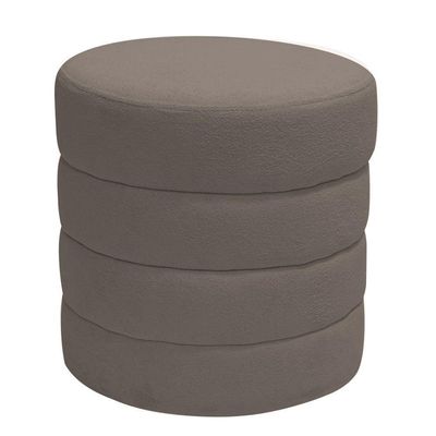 Puff Decorativo Redondo Mid Bouclé Marrom - Nexta Casa
