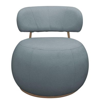Poltrona Decorativa Greta Base Fixa Ouro Fosco Bouclé Azul Claro - Nexta Casa