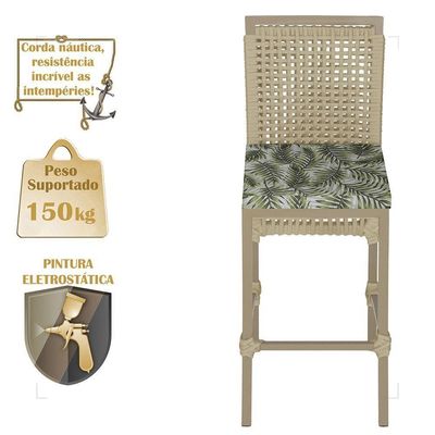 Mesa Bistrô 2 Banquetas Roma Corda Náutica Estofado 5 Trama Rami