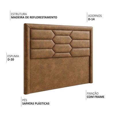 Cabeceira Casal King Cama Box 195 Cm Roma Corano Caramelo - Nexta Casa