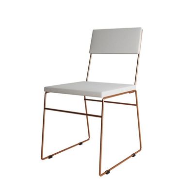 Cadeira De Jantar Málaga Assento Corino Base Cobre Para Mesa Sala Cozinha Conforto - Cobre-branco