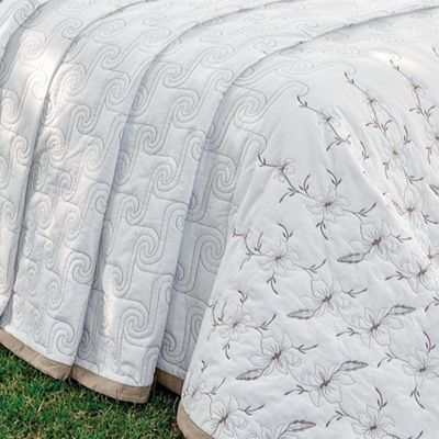 Kit Cobre Leito Istambul Casal King Size 5 Peças Percal 100% Algodão Bordado - Branco