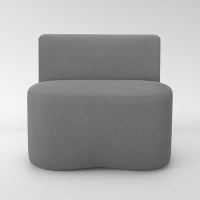 Kit 2 Puff Orgânico Feijão Curvo Redondo Com Encosto Sala Quarto Confortável Resistente Suede Cinza