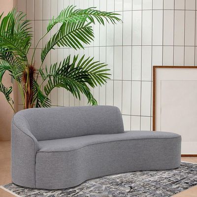 Sofá Curvo 03 Lugares 180cm Braço Direito Eron Linho Cinza Mesclado - Nexta Casa