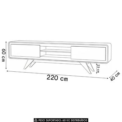 Rack Tv 75 Pol 220cm Orgânico 2 Portas Cecy Off White Z56 - Mpozenato