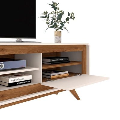 Rack Tv 75 Pol 220cm Orgânico 2 Portas Cecy Off White Z56 - Mpozenato
