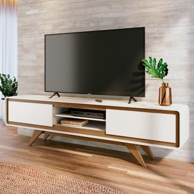 Rack Tv 75 Pol 220cm Orgânico 2 Portas Cecy Off White Z56 - Mpozenato
