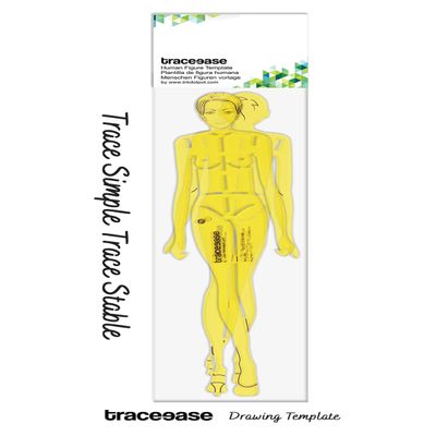 Kit 2 Moldes Traceease Figura Humana Feminina Frontal e Posterior para Ilustração, Estudos de Proporção e Apoio ao Desenho - Inkdotpot 20,32 Cm / Amarelo