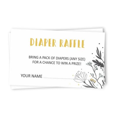 Rifa de Fraldas para Chá de Bebê, Menino/Menina, Jogos, Cartões, Traga Fraldas para Ganhar Brindes, Tema Pássaros - Inkdotpot 5,08 Cm × 8,89 Cm / Branco