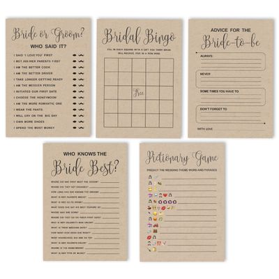 Cartões Quadrados Kraft Rústicos em Branco para Preencher, Lote de 50 Unidades para Chá de Noiva e Despedida de Solteira - Inkdotpot 12,7 Cm × 17,78 Cm / Bege - Conjunto de Jogos