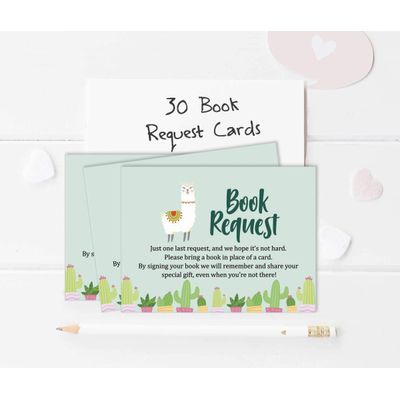 30 Cartões Para Preencher Para Chá de Bebê Lhama Gênero Neutro - Inkdotpot 10,16 Cm × 7,62 Cm / Verde - Livro pro Bebê