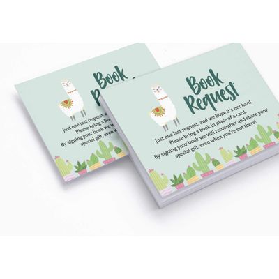30 Cartões Para Preencher Para Chá de Bebê Lhama Gênero Neutro - Inkdotpot 10,16 Cm × 7,62 Cm / Verde - Livro pro Bebê
