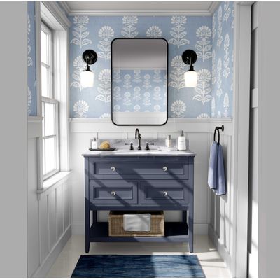 Papel de Parede Adesivo Vinil Floral Étnico Asiático, Impermeável, Removível, p/ Quartos e Salas - S4Sassy 63,5 cm (L) × 914,4 cm (C) / Azul - Vinil Liso