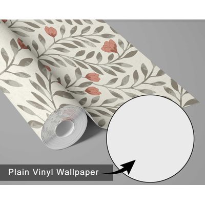 Papel de Parede Adesivo Impermeável com Estampa de Folhas Laranjas para Paredes e Armários - S4Sassy 63,5 cm (L) × 304,8 cm (C) / Laranja - Vinil Texturizado