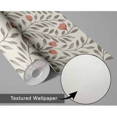 Papel de Parede Adesivo Impermeável com Estampa de Folhas Laranjas para Paredes e Armários - S4Sassy 63,5 cm (L) × 304,8 cm (C) / Laranja - Vinil Texturizado