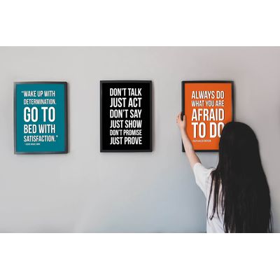 Pôster Motivacional "Always Do What You Are Afraid To Do" - Ralph Waldo Emerson, Laranja - Inkdotpot 30,48 Cm × 45,72 Cm / Moldura Branca