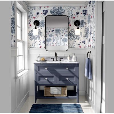 Papel de Parede Adesivo Vinílico Impermeável com Estampa de Folhas Azuis para Paredes e Armários - S4Sassy 63,5 cm (L) × 152,4 cm (C) / Azul - Vinil Texturizado
