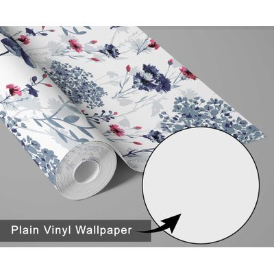 Papel de Parede Adesivo Vinílico Impermeável com Estampa de Folhas Azuis para Paredes e Armários - S4Sassy 63,5 cm (L) × 152,4 cm (C) / Azul - Vinil Texturizado