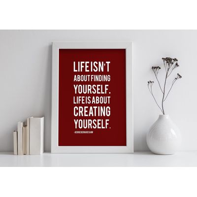 Arte Motivacional de Parede com Frase de George Bernard Shaw para Casa/Escritório, 1 Unidade - Vermelho - Inkdotpot 20,32 Cm × 25,4 Cm / Moldura Branca