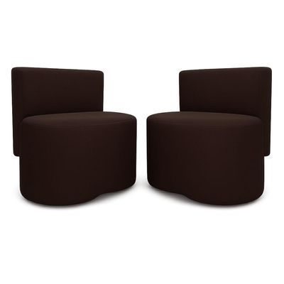 Kit 2 Puff Orgânico Feijão Curvo Redondo Com Encosto Sala Quarto Confortável Resistente Suede Marrom