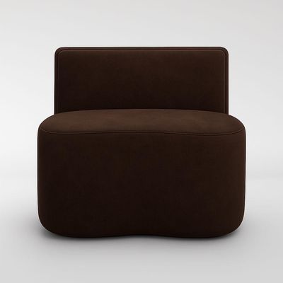 Kit 2 Puff Orgânico Feijão Curvo Redondo Com Encosto Sala Quarto Confortável Resistente Suede Marrom