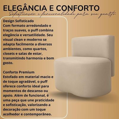 Kit 2 Puff Orgânico Feijão Curvo Redondo Com Encosto Sala Quarto Confortável Resistente Suede Marrom