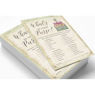 Cartões Quadrados em Branco para Chá Nupcial e Despedida de Solteira, Preenchíveis, 50 Unidades para Jogo de Viagem - Inkdotpot 12,7 Cm × 17,78 Cm / Amarelo - O Que Tem na Sua Bolsa