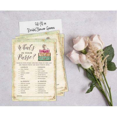 Cartões Quadrados em Branco para Chá Nupcial e Despedida de Solteira, Preenchíveis, 50 Unidades para Jogo de Viagem - Inkdotpot 12,7 Cm × 17,78 Cm / Amarelo - O Que Tem na Sua Bolsa