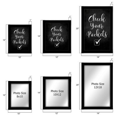 Placa de Parede 'Verifique Seus Bolsos' 1 Peça para Decoração de Lavanderia - Inkdotpot 35,56 Cm × 50,8 Cm / Moldura Branca