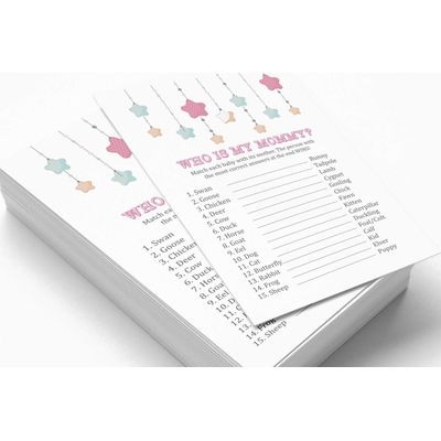 50 Cartões Cardstar Alfabeto ABC para Chá de Bebê Neutro em Gênero - Inkdotpot 12,7 Cm × 17,78 Cm / Branco - Quem é Minha Mamãe