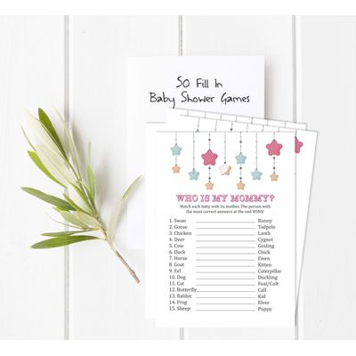50 Cartões Cardstar Alfabeto ABC para Chá de Bebê Neutro em Gênero - Inkdotpot 12,7 Cm × 17,78 Cm / Branco - Quem é Minha Mamãe