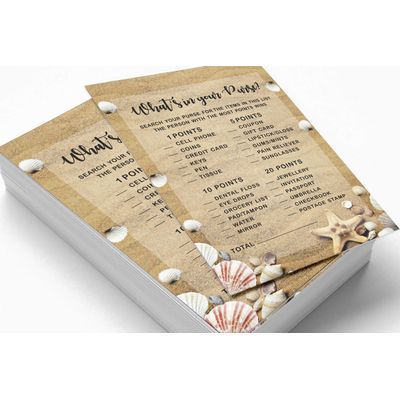 50 Cartões de Jogos de Praia para Chá de Noiva, Casamento e Despedida de Solteira, Quadrados em Branco para Preencher, Atacado - Inkdotpot 12,7 Cm × 17,78 Cm / Bege - O Que Tem na Sua Bolsa