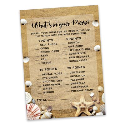 50 Cartões de Jogos de Praia para Chá de Noiva, Casamento e Despedida de Solteira, Quadrados em Branco para Preencher, Atacado - Inkdotpot 12,7 Cm × 17,78 Cm / Bege - O Que Tem na Sua Bolsa