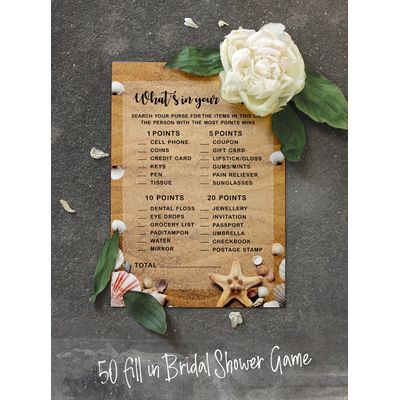 50 Cartões de Jogos de Praia para Chá de Noiva, Casamento e Despedida de Solteira, Quadrados em Branco para Preencher, Atacado - Inkdotpot 12,7 Cm × 17,78 Cm / Bege - O Que Tem na Sua Bolsa