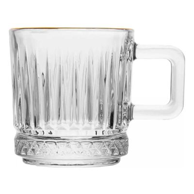 Xícara de Café 90ml Vidro com Fio de Ouro Lyor Deli Diamond Cafezinho Curto Expresso