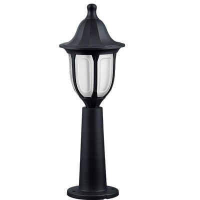Poste Balizador Modena Preto Luminária em Termoplástico Lente Fosca E27 Jardim Quintal